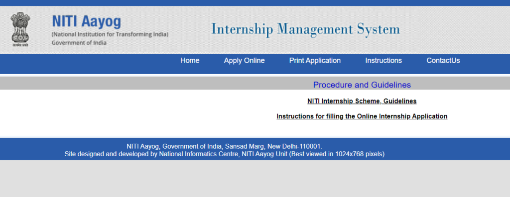Niti Aayog Internship Apply