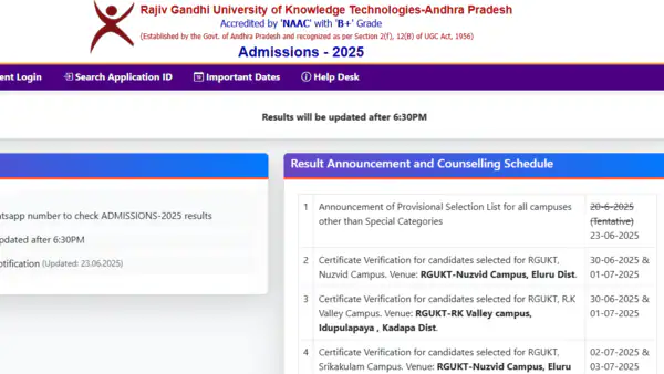 Find the latest RGUKT results 2025, check your admission status, and get all details about the RGUKT admissions 2025 process at admissions25.rgukt.in.